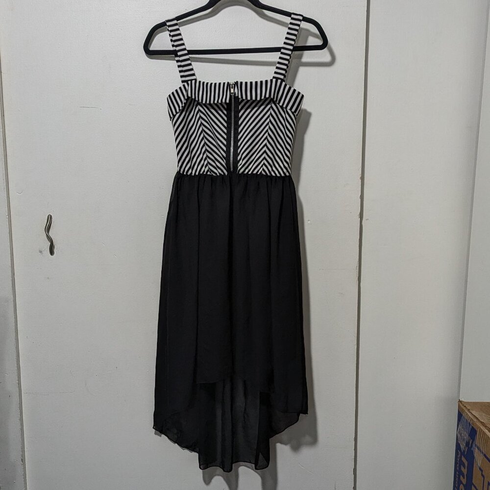 Minimi black and white stiped high/low dress